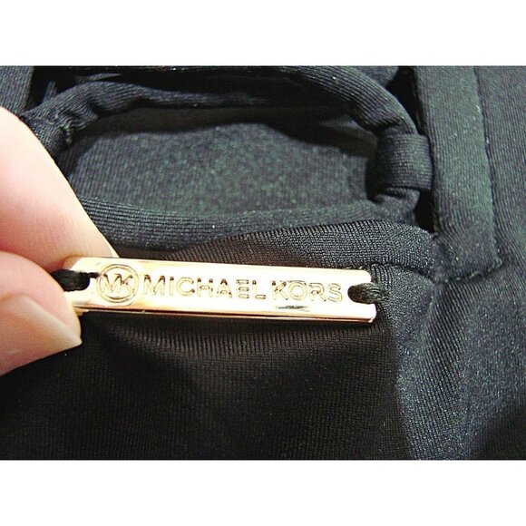 Michael Kors Womens Black One Piece Swimsuit Criss Cross Cut Out Pull On Size 6 - Picture 4 of 12